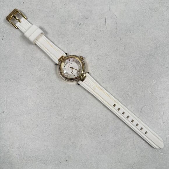 Invicta Watch Womens 32mm Bolt Gold Tone White Rubber Band MOP Dial New Battery main image 4